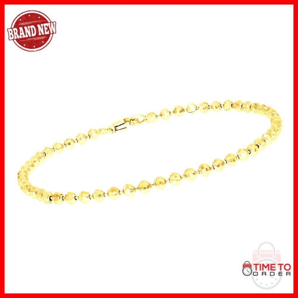 7 Inch Bead Bracelet 14K Gold Plated Sterling Silver Lobster Clasp